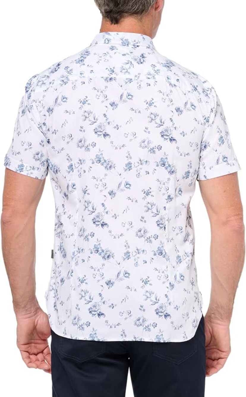 NEW John Varvatos Men's XS Loren Sport Shirt Button Up Blue Wildflower Print